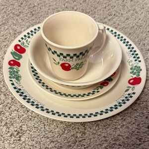 Corelle Farm Fresh Cream Dinnerware with Red and Green Accents